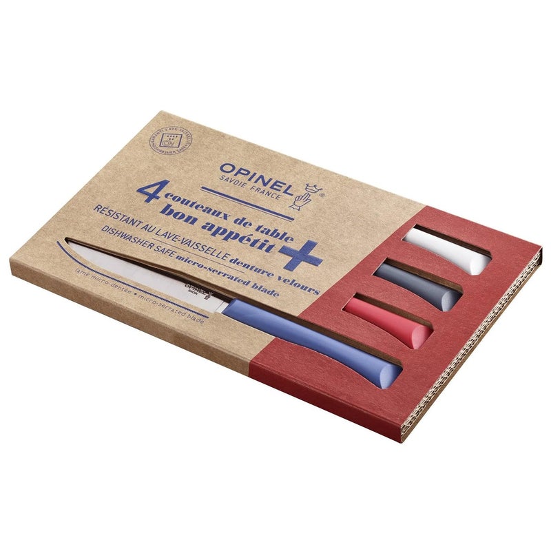 OPINEL Bon Appetit + Table Knives, 4 Piece Set Steak Knives, High Carbon Steel Dinner Knives for Parties, Entertaining, or Everyday Use, Polymer Handles, Dishwasher Safe, Made in France (Primo) - Image 2